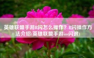英雄联盟手游R闪怎么操作？R闪操作方法介绍(英雄联盟手游ios闪退)