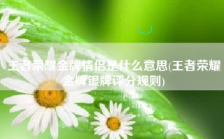 王者荣耀金牌情侣是什么意思(王者荣耀金牌银牌评分规则)