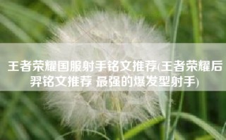 王者荣耀国服射手铭文推荐(王者荣耀后羿铭文推荐 最强的爆发型射手)