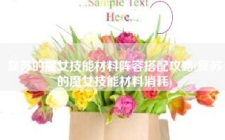 复苏的魔女技能材料阵容搭配攻略(复苏的魔女技能材料消耗)