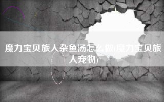 魔力宝贝旅人杂鱼汤怎么做(魔力宝贝旅人宠物)