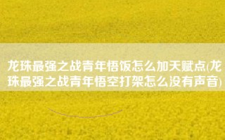 龙珠最强之战青年悟饭怎么加天赋点(龙珠最强之战青年悟空打架怎么没有声音)