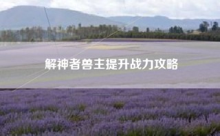 解神者兽主提升战力攻略