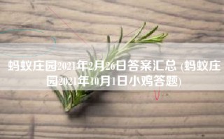 蚂蚁庄园2021年2月26日答案汇总 (蚂蚁庄园2021年10月1日小鸡答题)