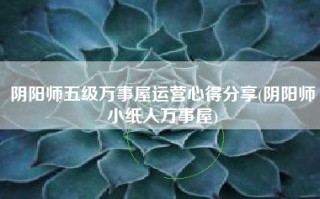 阴阳师五级万事屋运营心得分享(阴阳师小纸人万事屋)