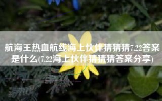 航海王热血航线海上伙伴猜猜猜7.22答案是什么(7.22海上伙伴猜猜猜答案分享)