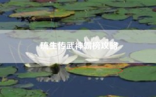 琉生传武神霸榜攻略