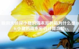 脑洞大侦探小猪的周末密码箱为什么是130(小猪的周末密码计算攻略)