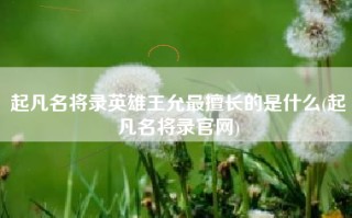 起凡名将录英雄王允最擅长的是什么(起凡名将录官网)