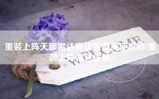 重装上阵天眼雷达模块强度测评攻略(重装上阵雷达皮肤)