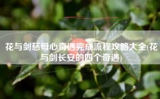 花与剑慈母心奇遇完成流程攻略大全(花与剑长安的四个奇遇)