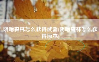阴暗森林怎么获得武器(阴暗森林怎么获得原木)