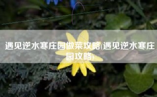 遇见逆水寒庄园做菜攻略(遇见逆水寒庄园攻略)