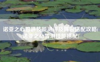 诺亚之心雪琳技能测评及阵容搭配攻略(诺亚之心雪琳技能搭配)