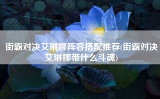 街霸对决艾琳娜阵容搭配推荐(街霸对决艾琳娜带什么斗魂)