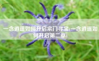 一念逍遥如何开启宗门寻宝(一念逍遥如何开启第二章)