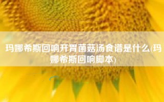 玛娜希斯回响开胃菌菇汤食谱是什么(玛娜希斯回响脚本)