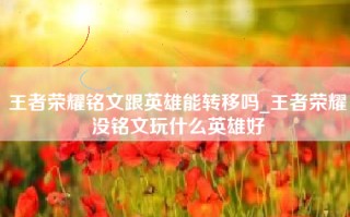 王者荣耀铭文跟英雄能转移吗_王者荣耀没铭文玩什么英雄好
