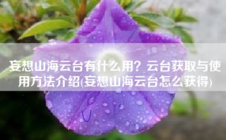 妄想山海云台有什么用？云台获取与使用方法介绍(妄想山海云台怎么获得)