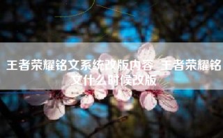 王者荣耀铭文系统改版内容_王者荣耀铭文什么时候改版