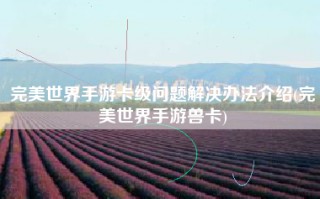 完美世界手游卡级问题解决办法介绍(完美世界手游兽卡)
