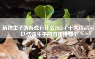 结婚生子的游戏有什么2022（十大精品可以结婚生子的游戏推荐）