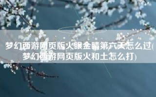 梦幻西游网页版火眼金睛第六天怎么过(梦幻西游网页版火和土怎么打)