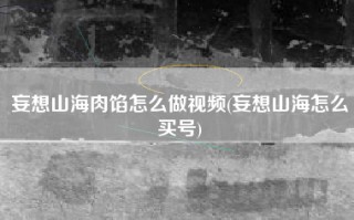 妄想山海肉馅怎么做视频(妄想山海怎么买号)