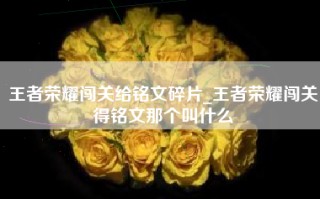 王者荣耀闯关给铭文碎片_王者荣耀闯关得铭文那个叫什么
