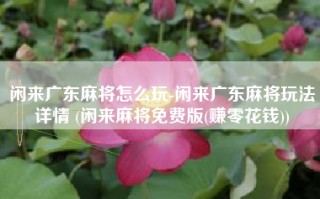 闲来广东麻将怎么玩-闲来广东麻将玩法详情 (闲来麻将免费版(赚零花钱))