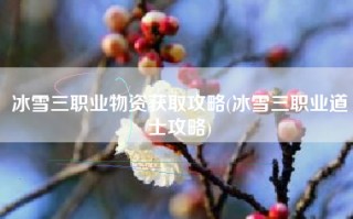 冰雪三职业物资获取攻略(冰雪三职业道士攻略)