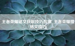 王者荣耀铭文获取技巧在哪_王者荣耀攒铭文技巧