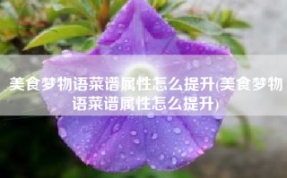 美食梦物语菜谱属性怎么提升(美食梦物语菜谱属性怎么提升)