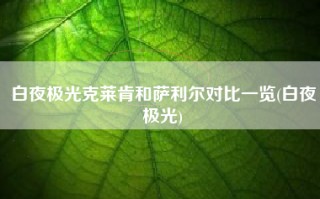 白夜极光克莱肯和萨利尔对比一览(白夜极光)
