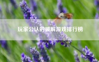 玩家公认的破解游戏排行榜