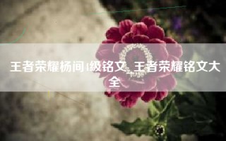 王者荣耀杨间4级铭文_王者荣耀铭文大全