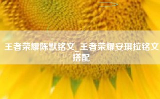 王者荣耀陈默铭文_王者荣耀安琪拉铭文搭配