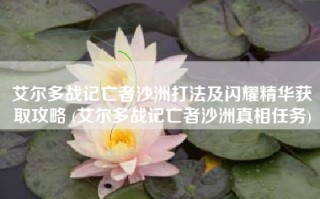 艾尔多战记亡者沙洲打法及闪耀精华获取攻略 (艾尔多战记亡者沙洲真相任务)