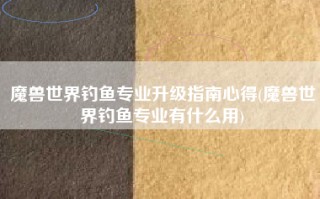魔兽世界钓鱼专业升级指南心得(魔兽世界钓鱼专业有什么用)