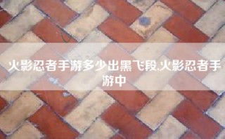 火影忍者手游多少出黑飞段,火影忍者手游中