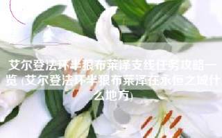 艾尔登法环半狼布莱泽支线任务攻略一览 (艾尔登法环半狼布莱泽在永恒之城什么地方)