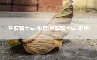 空洞骑士boss难度(空洞骑士boss顺序)