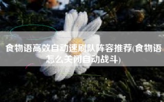 食物语高效自动速刷队阵容推荐(食物语怎么关闭自动战斗)