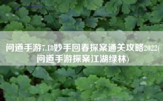 问道手游7.18妙手回春探案通关攻略2022(问道手游探案江湖绿林)