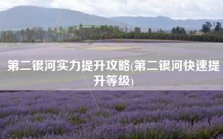 第二银河实力提升攻略(第二银河快速提升等级)