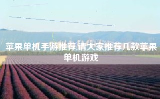 苹果单机手游推荐,请大家推荐几款苹果单机游戏