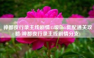 神都夜行录主线剧情45级boss低配通关攻略(神都夜行录主线剧情分支)