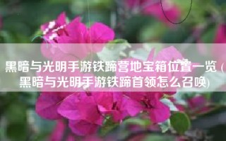 黑暗与光明手游铁蹄营地宝箱位置一览 (黑暗与光明手游铁蹄首领怎么召唤)