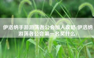 伊洛纳手游游荡者公会加入攻略(伊洛纳游荡者公会第一名奖什么)