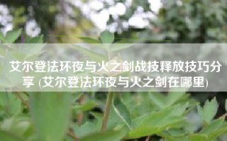 艾尔登法环夜与火之剑战技释放技巧分享 (艾尔登法环夜与火之剑在哪里)